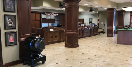 Inside view of a Farmers & Merchants branch lobby. 